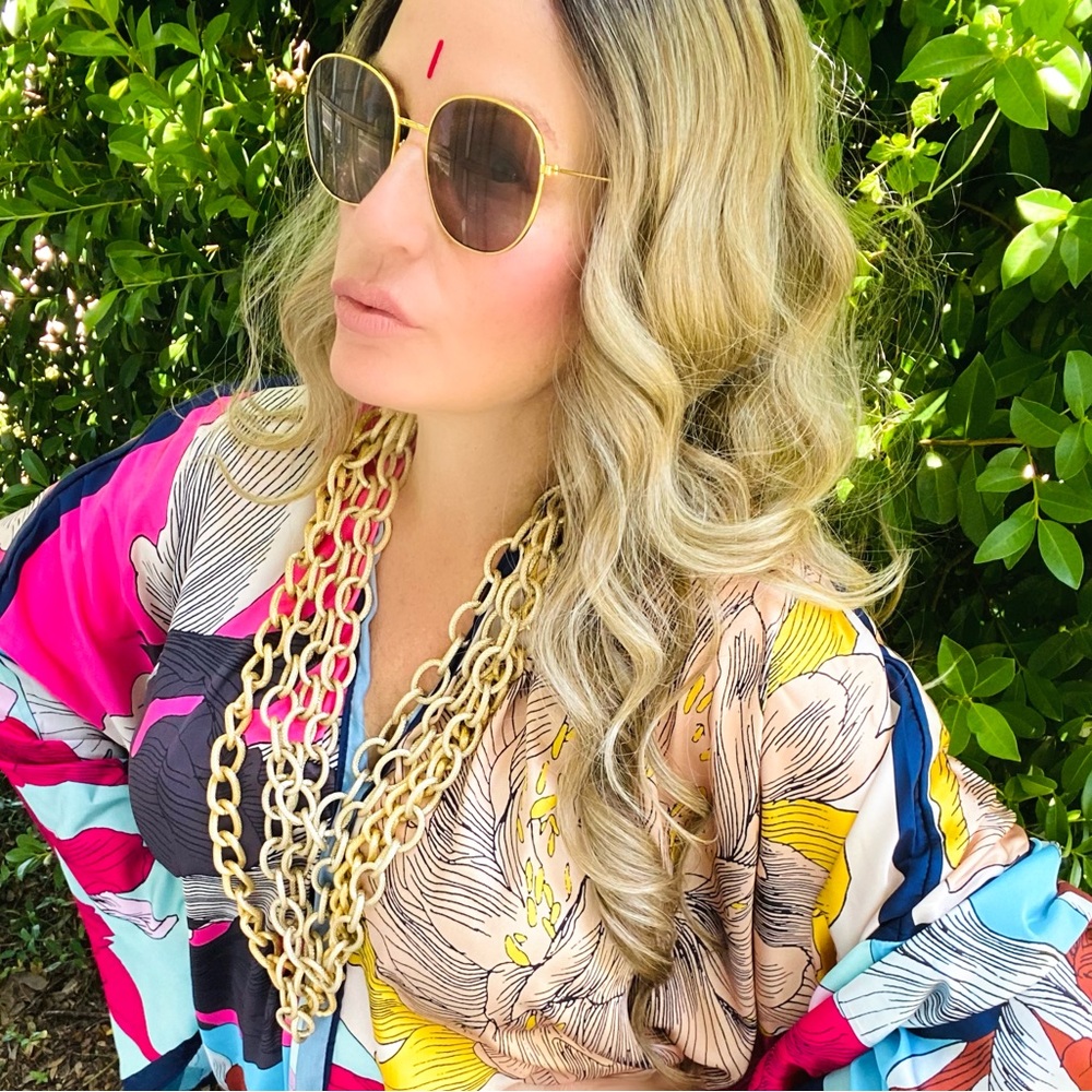 Beautiful color block floral luxury Satin dreamy  Kimono
